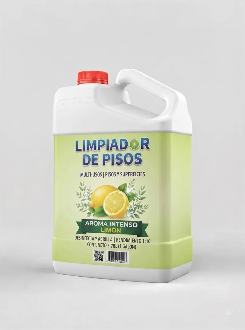 Galón de limpiador con etiqueta laminada